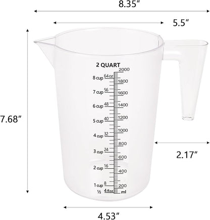 Food-Grade Plastic Measuring Pitcher – 64 Ounce & 8 Cups Measuring Cups - Image 2