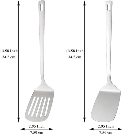 Kyraton Stainless Steel Spatulas Set, Solid Turner, Kitchen Spatulas - Image 2