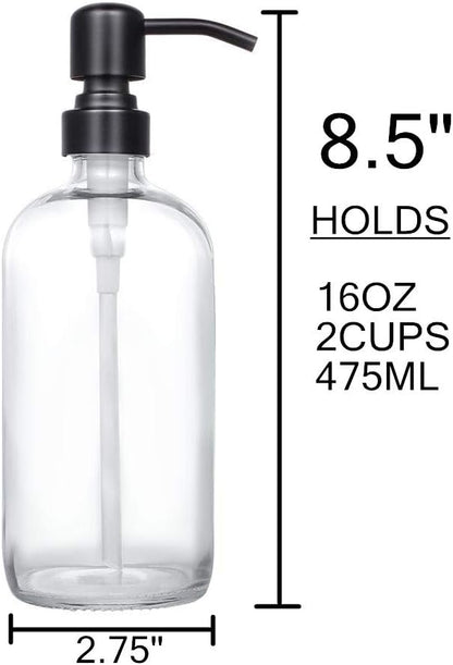 2 Pack Thick Clear Glass Pint Jar Soap Dispenser - Image 3
