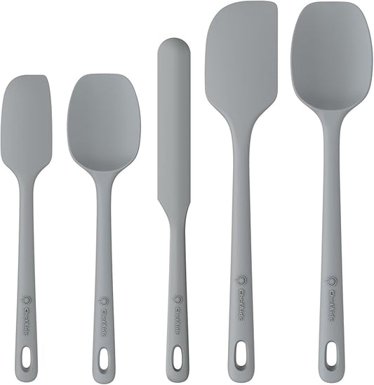 ChefAide 5 Pieces Silicone Spatula Set, Food Grade Rubber Spatula, Upgrade by ChefAide