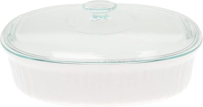 CorningWare FS2 2.5qt/2.35L Oval French White Casserole Dish & DC1.5C 1-1.75L by CorningWare
