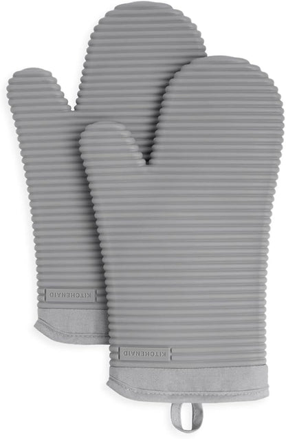 KITCHENAID Ribbed Soft Silicone Oven Mitt 2-Pack Set by KitchenAid