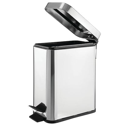 mDesign Small Modern 1.3 Gallon Rectangle Metal Lidded Step Trash Can, Compact - Image 7