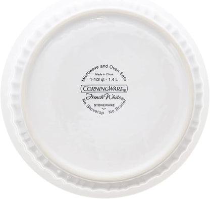 CorningWare FS5 1.5qt/1.4L Round French White Casserole Dish & G-5C 1.5qt - Image 4