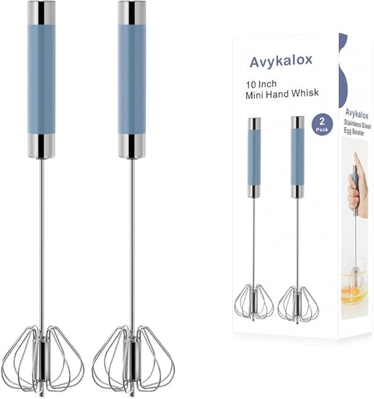2 Pack Semi Automatic Whisk, Stainless Steel Mini Hand Push Whisks by Unknown