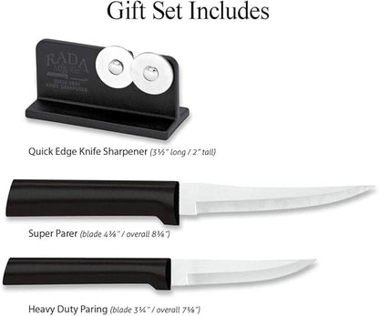 Rada Cutlery Paring Plus Sharpener Set, 3-Piece Knife Set - Image 2