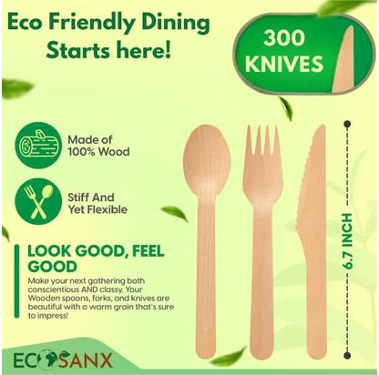 300 PCs Wooden disposable knives - Image 2
