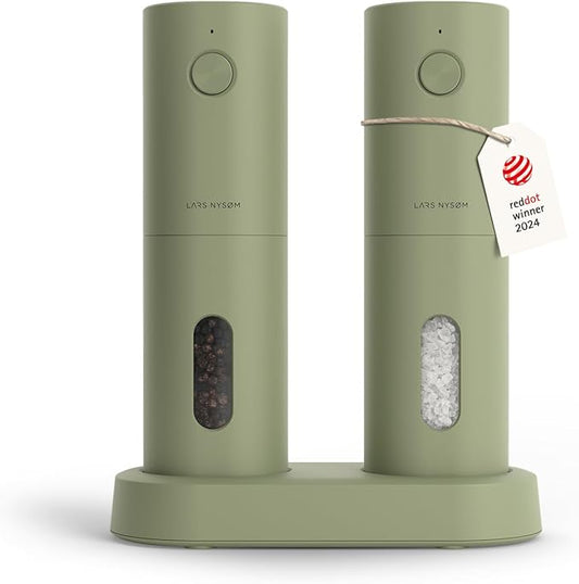 LARS NYSØM Electric Salt and Pepper Grinder Set, USB Rechargeable, Automatic by LN
