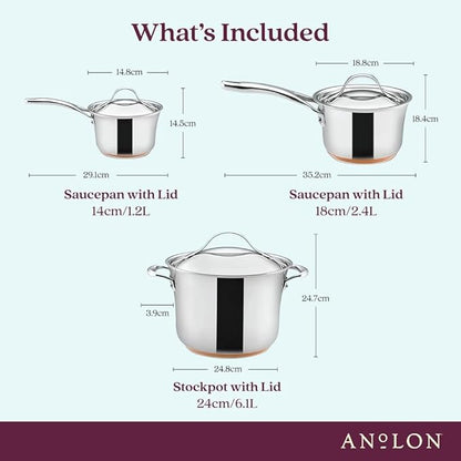 Anolon Nouvelle Stainless Steel Cookware Pots and Pans Set, 10 Piece - Image 2