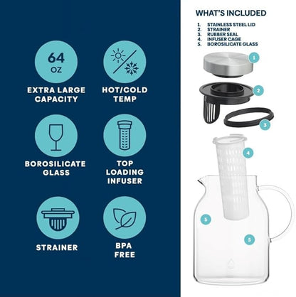 Infusion Pro Glass Fruit Infuser Water Pitcher, Heat Resistant - Image 3