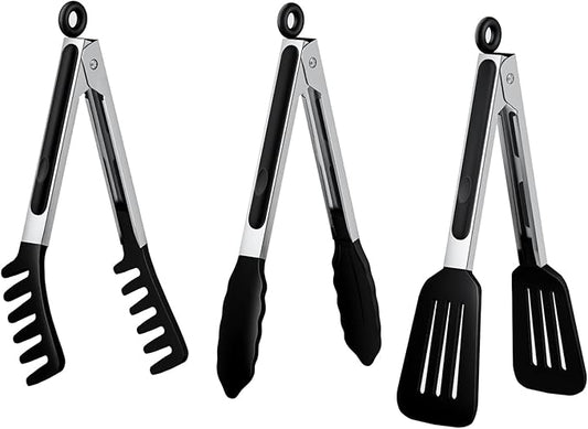 HST Tongs for Cooking with Silicone Tips, Non Stick Kitchen Tongs with Silicone by HST