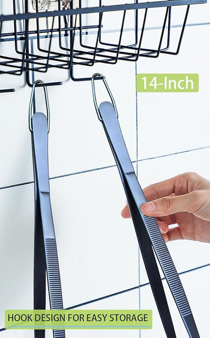 JETKONG 2 Pcs 14-Inch Cooking Tweezer Tongs Extra- Long Stainless Steel Kitchen - Image 6