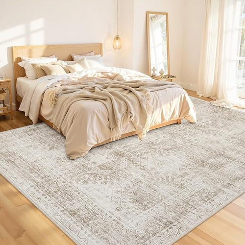 10x12 Area Rug for Living Room: Vintage Boho Neutral Washable Rug Indoor Soft - Image 2