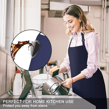 Jubatus 4 Pack Bib Aprons with 2 Pockets Cooking Chef Kitchen Apron - Image 3