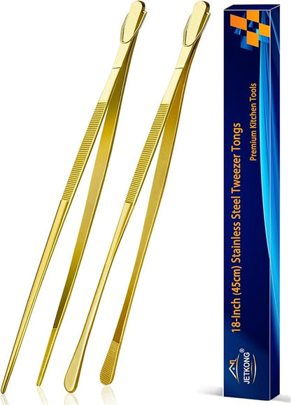JETKONG 2 Pcs 18 Inch Stainless Steel Grill Tongs Heavy Duty Giant Tweezer Tongs by JETKONG