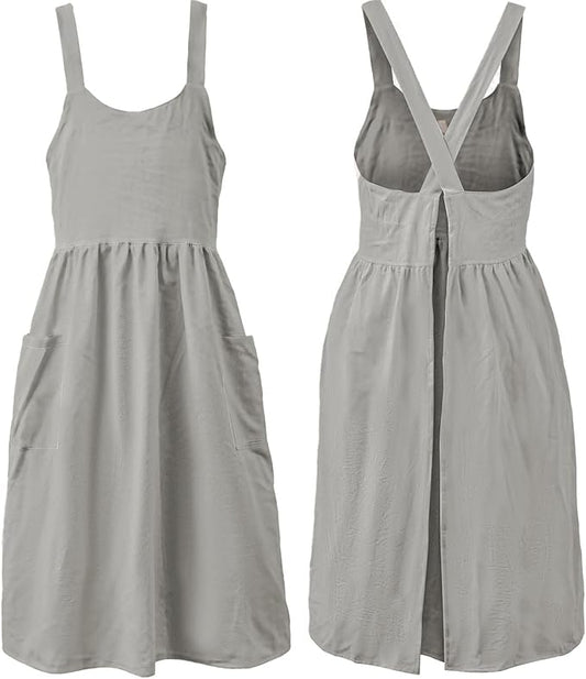 Uaussi Cotton Linen Apron Cross Back Work Apron by Uaussi