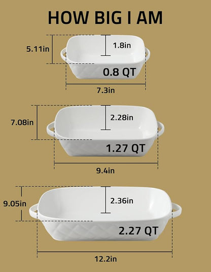 Sweejar Casserole Dishes for Oven, Baking Dish Set of 3, Ceramic Bakeware Set - Image 3