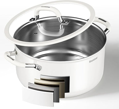Stockpot 8 Quart, Tri-Ply 18/10 Stainless Steel Stock Pot by Stackbear-DesignsmarterLiveeasier