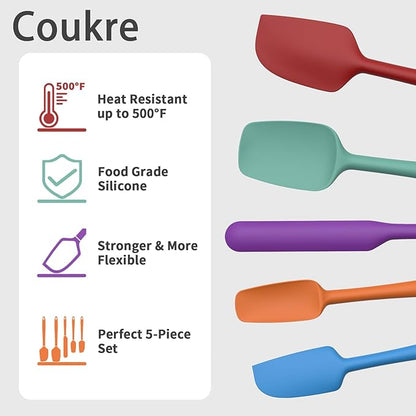 Coukre Silicone Spatula Set of 5, High Heat Resistant, Food Grade Silicone - Image 3