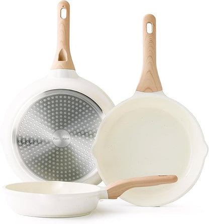 Kordisen Nonstick Ceramic Frying Pan Set, 3 Piece Ceramic Skillet Set, Healthy by Kordisen