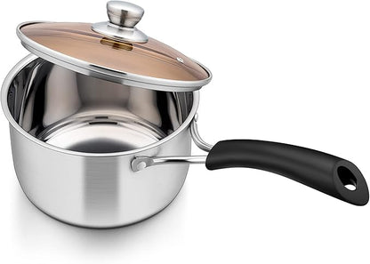 Herogo 1 Quart Saucepan with Lid, 18/10 Stainless Steel Small Sauce Pan Pot by Herogo