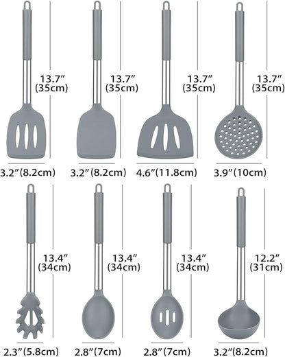 Silicone Cooking Utensil Set, BPA Free Heat Resistant Kitchen Tools - Image 2