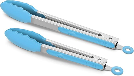 2 Pack Silicone Kitchen Tongs – 9" & 12" Set, Heat Resistant up to 500°F by ALLWIN-HOUSEWARE