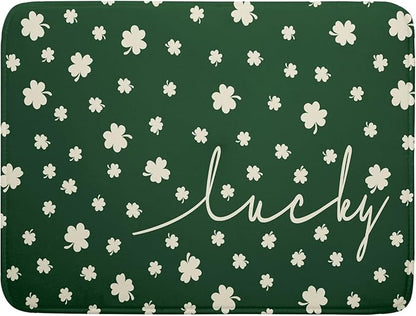 Giwawa St Patricks Day Dish Drying Mat Green Lucky Clovers Dish Drainer Mats by Giwawa