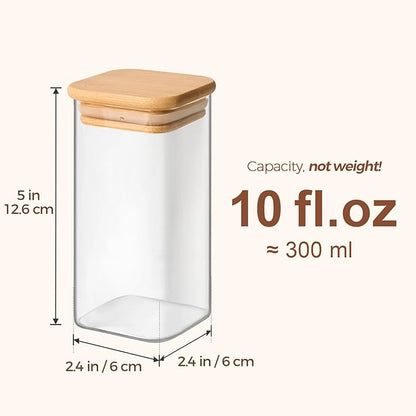 ComSaf 12Pcs Spice Jars with Labels, Glass Jar with Bamboo Lid, 10oz Airtight - Image 3