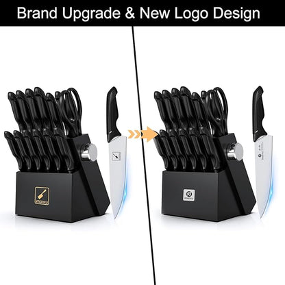 imarku Knife Set with Block, Sharp Knives Set with Built-in Sharpener, - Image 2