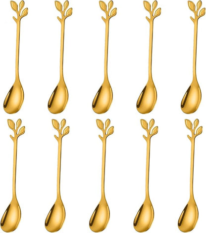 AnSaw Elegant Gold Leaf Coffee Spoons by AnSaw
