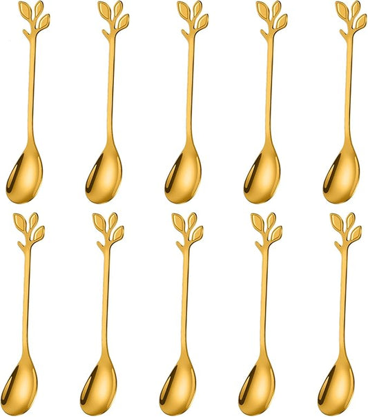 AnSaw Elegant Gold Leaf Coffee Spoons by AnSaw