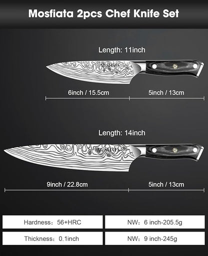 MOSFiATA 2Pcs Chef Knife Set, Sharp Kitchen Knife High Carbon German EN1.4116 - Image 2
