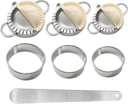 3-in-1 Stainless Steel Dumpling & Empanada Maker Set | Professional Press Mold by Unknown