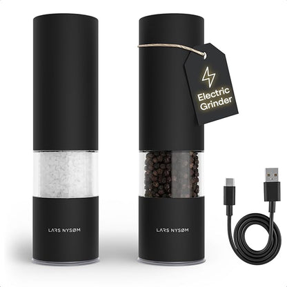 LARS NYSØM Electric Salt and Pepper Grinder Set I Automatic Salt and Pepper by LN