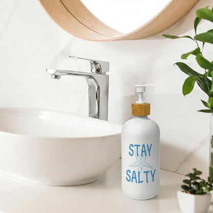 Blue Coastal Starfish Soap Dispenser, Beach Summer Glass Dish Soap Dispenser - Image 2