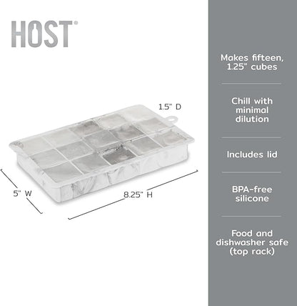 Host Ice Cube Tray with Lid, Makes 15 1.25" Cubes, Durable Silicone Trays - Image 3