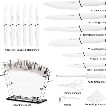 Astercook Knife Set with Block and Sharpener, 22 Piece Kitchen Knife Set - Image 9