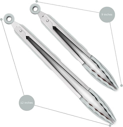 2 Pack Silicone Kitchen Tongs – 9" & 12" Set, Heat Resistant up to 500°F - Image 4