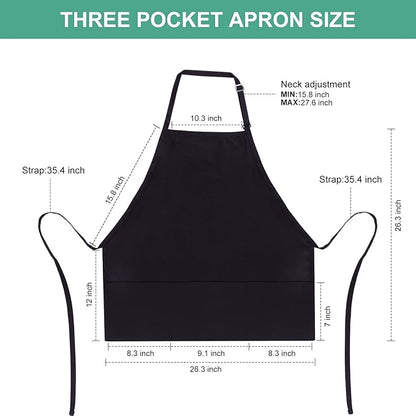 Jubatus 2 Pack 3 Pockets Adjustable Bib Apron Chef Kitchen Cooking Aprons - Image 6