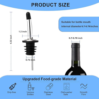 6PCS Bottle Pourer with Adapters, Oil Pourer Spout with Rubber Dust Caps - Image 2