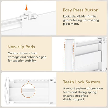 Lifewit Drawer Dividers for Clothes, 3.2" Tall 10.5"-16.5" Expandable Dresser - Image 5