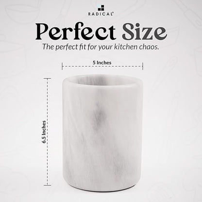 Radicaln Marble Utensil Holder 6.5" Inches White Handmade Spoon Holder - Image 6