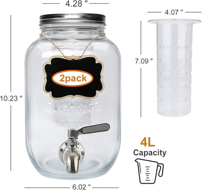 Accguan 1-Gallon Drink Dispenser, Glass Water Dispenser - Image 2
