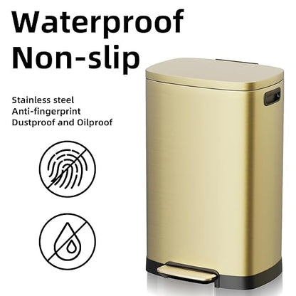 KdbK 13 Gallon Trash Can with Lid, 50L Fingerprint Proof Stainless Steel - Image 5