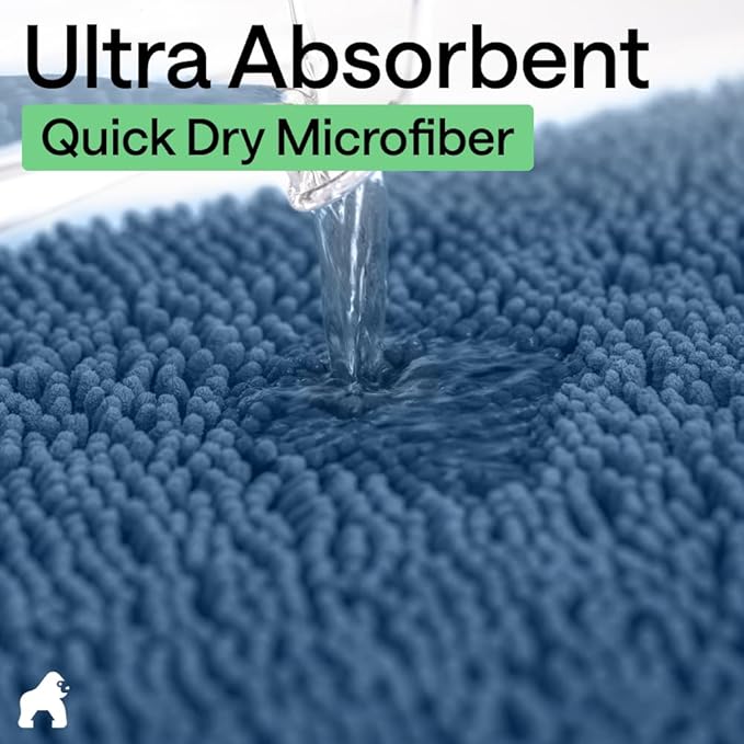 GORILLA GRIP Bath Rug Mat, Thick Soft Absorbent Chenille, Quick Dry Microfiber - Image 5