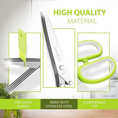 2-Pack Herb Scissors Set with 5 Blades & 3 Blades, Paper Shredding, with - Image 4