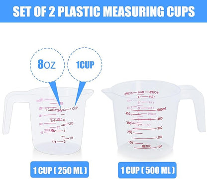 DTDNZKN 2 Pack Measuring Cup Set, Includes 250Ml, and 500Ml Plastic Liquid - Image 2