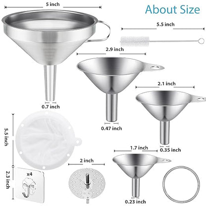 Toncoo 4 Pack Stainless Steel Funnels - Image 2