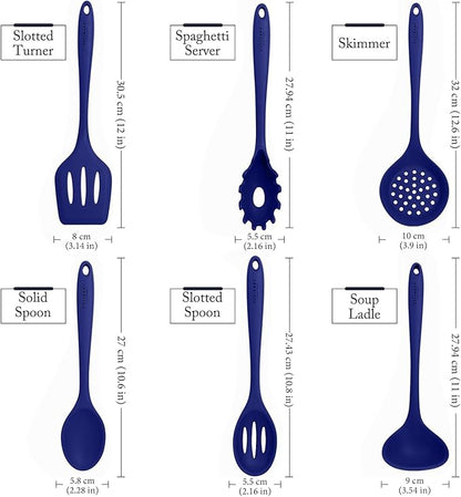 Culinary Couture Blue Silicone Kitchen Utensils Set of 6, Non-Stick - Image 3